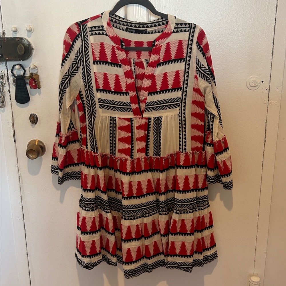 Abstract Print Red Black Dress size M
